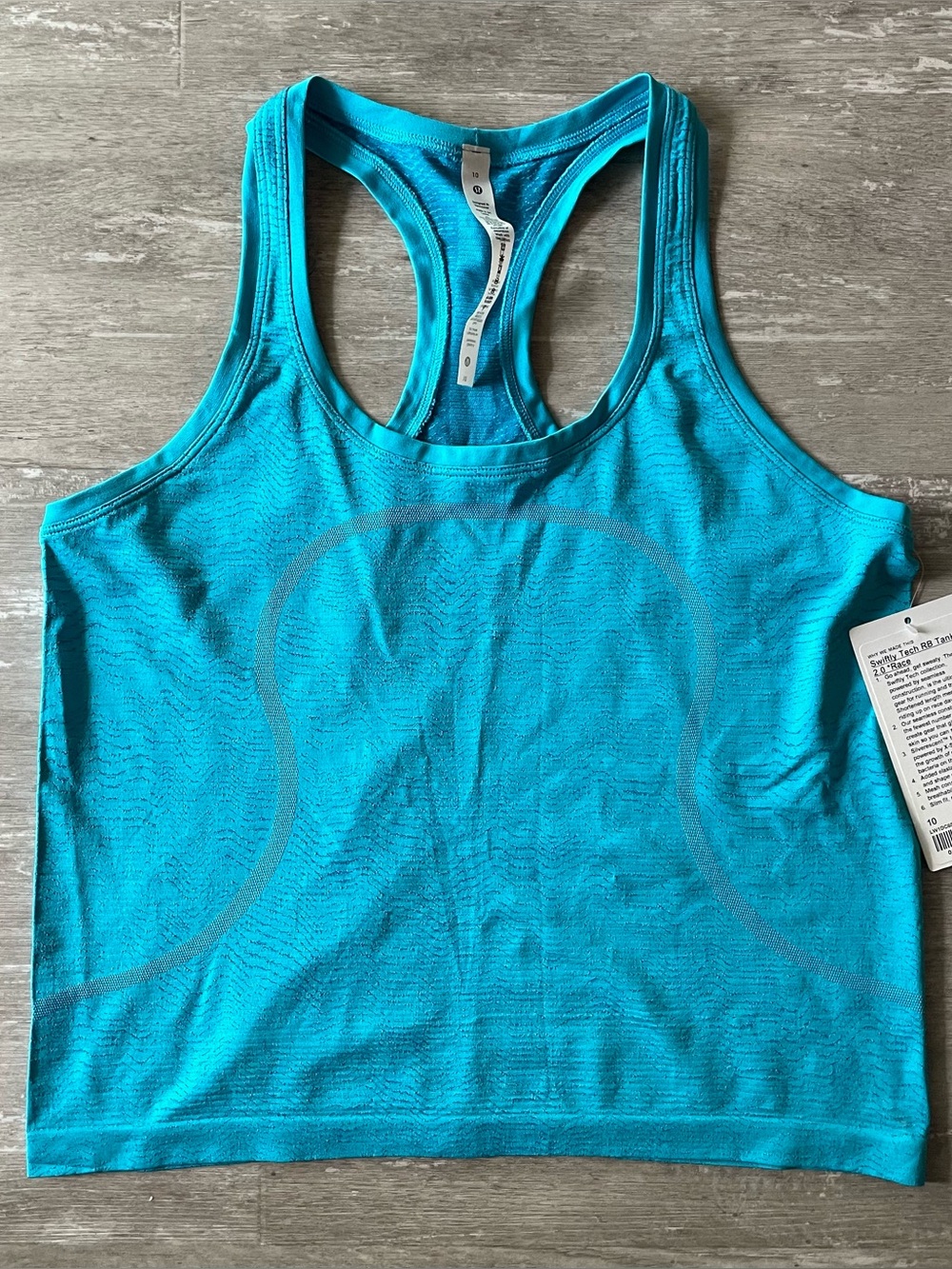 Lululemon Swiftly Tech RB Tank 2.0 Race Waist Length NWT Ripple Wave Blue Sz 10
